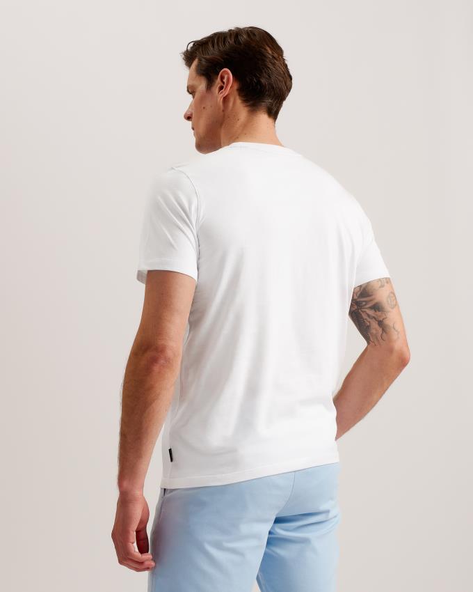 T-Shirt Ted Baker Short Sleeve Branded Blanche Homme | ALT-35656429